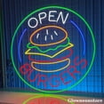 thumbnail image 2 of Glowneon Open Burger Neon Sign, Open Hamburger LED Sign, Restaurant Fast Food Decor, 2 of 5