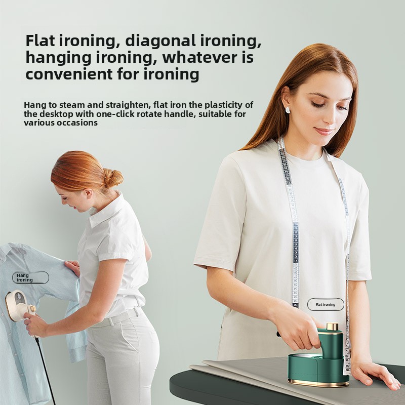 Folding hanging electric iron, foldable design, light and compact body, anti-scalding base, deep sterilization and mites removal.