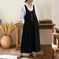 thumbnail image 2 of Qiopertar Women's Casual Solid Color Sleeveless Strap Dress Round Neck Jumper Dress Spring Summer Beach Vacation Comfy Relaxed Fashion, Black XL, 2 of 7