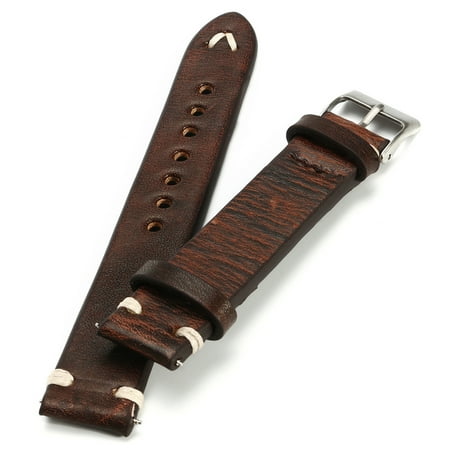 Women/Men Watch Band Straps Vintage Style Distressed Leather Strap with Stitching