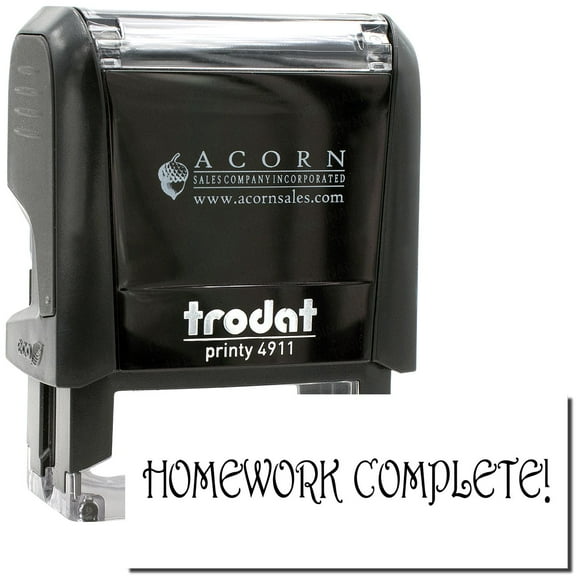 Self-Inking Homework Complete Stamp, Trodat Printy 4911, Press and Print Stamping, Impression Size 5/8" x 1-1/2", Up to 10,000 Impressions - Black Ink