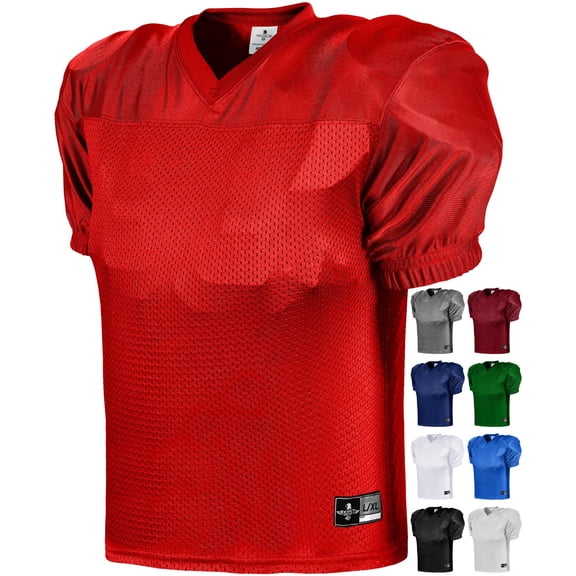 Exxact Sports Men’s Football Practice Jersey - Pro-Style, Lightweight & Breathable Mesh Football Jersey For Men (White, Adult Small / Medium)