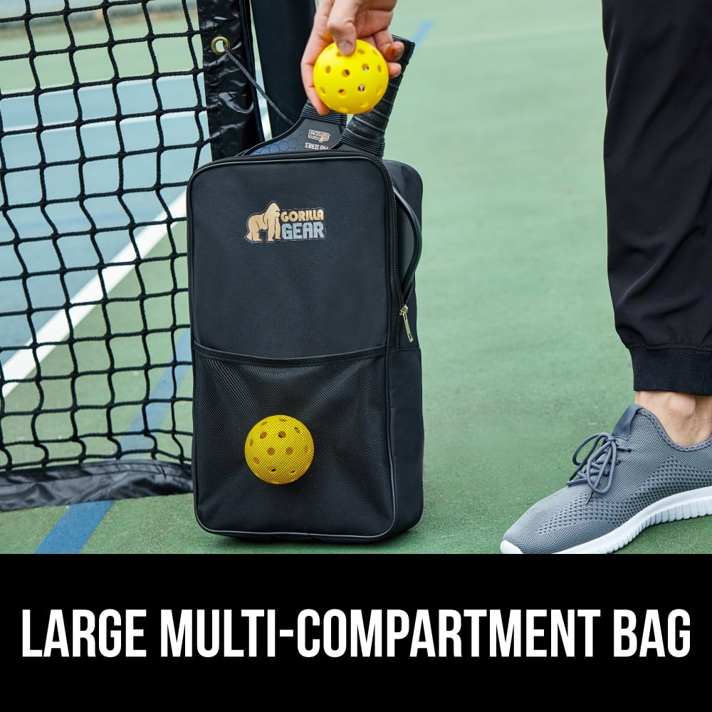 Gorilla Gear Pickleball Paddle Set of 2 with Pickleball Balls, Bag, USAPA Approved Fiberglass Racket, Black