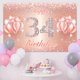 thumbnail image 4 of Fondo De Cartel De Feliz Cumpleaños Número 34 - 34 Suministros De Decoración Para Fiesta De Cumpleaños Para Mujeres O Hombres - Oro Rosa 4 X 6 Pies, 4 of 5