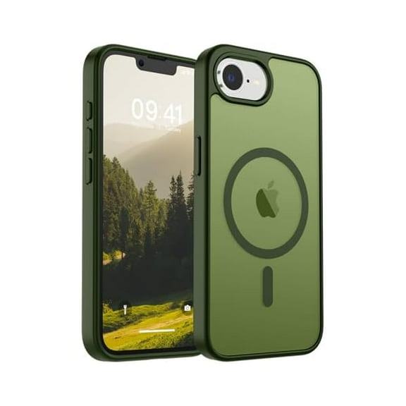 Magnetic for iPhone 16e Case 2025 (Compatible with MagSafe)(Military Grade Drop Protection) Slim Translucent Matte Shockproof with Anti-Fingerprint Phone Case,Cangling Green
