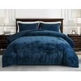 thumbnail image 3 of Chezmoi Collection Lux 3-Piece Navy Blue Velvet Comforter Set Queen Size, All Season Lush Plush Velvet Bedding Set with Soft Washed Microfiber Reverse, 3 of 9