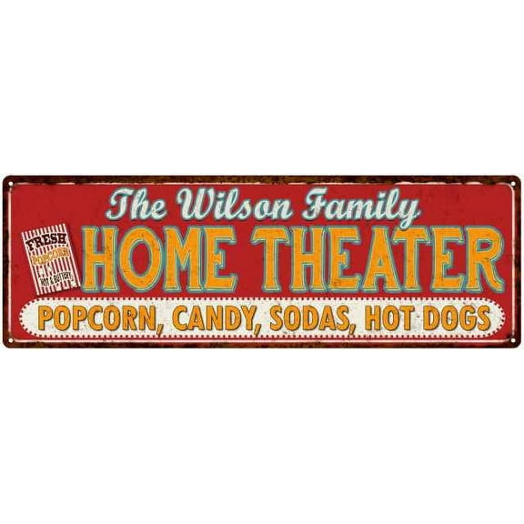 The WILSON Family Home Theater Sign Gift 6x18 Metal Movies Decor 106180100010