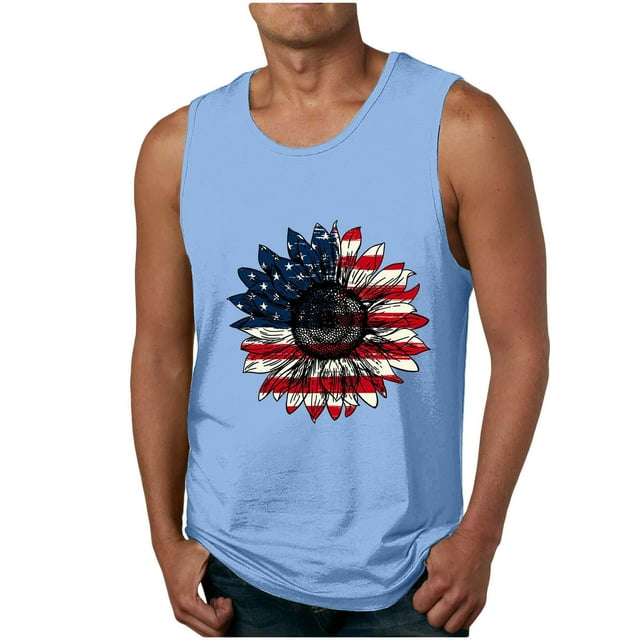 Tanques para Hombre para el Verano Solto Chaleco Impresión Deportivo Cuello Redondo, Casual