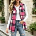 thumbnail image 5 of Womens Fall Plaid Midi Vests Sleeveless Stand Up Collar Button Down Fashion Casual Outerwear Multicolor 05 XXL, 5 of 7
