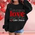 thumbnail image 2 of Girl's Love Prints Sweatshirt Crewneck Long Sleeve Cute Valentine's Day Pullover Hoodless Tops for Child A-Black 3-4 T, 2 of 5