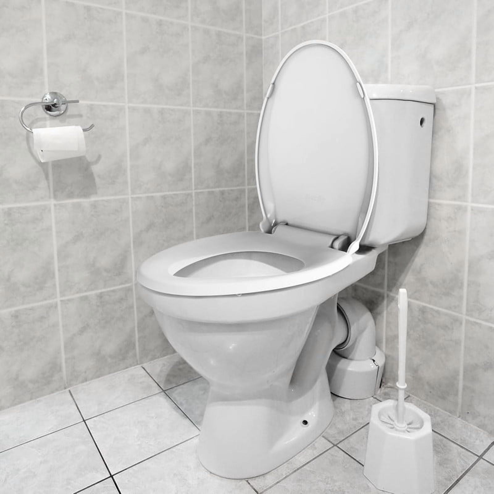Towallmark Toilet Seat, 19 Inch Soft Close Elongated Toilet Lid With Cover, Easy Installation PP Material, Quiet Slow Close Ergonomic Design, White