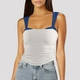 thumbnail image 2 of Color Block Patchwork Sling Camis Square Neck Tank Tops Y2K Sleeveless Crop Tops Sexy Slim Fit Tanks Going Out Blouses Off Shoulder Backless Ruched Tight Shirts, 2 of 3