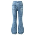 thumbnail image 4 of OGLCCG Girls Flare Jeans High Elastic Waist Bell Bottom Denim Pants with Heart Applique Stretch Cute Y2K Streetwear Trousers with Pockets 6-13 Yea, 4 of 5