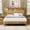 Wood, variant on UZUGUL Full Wood Bed Frame with USB, Fluted Wave Design, Headboard Storage, Noise Reduction, 1000 lb Capacity