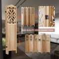thumbnail image 3 of Aletheiawu 6 Panel Wood Carved Room Divider and Folding Screen, No Installation, Light Brown, 3 of 10