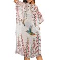 thumbnail image 4 of HELLHERO High Quality Fabrics Bathing Suit Cover Up for Summer Breathable Open Front Long Hummingbird Moon, 4 of 6