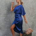 thumbnail image 5 of Floenr Summer Dresses for Women,Fashion Women's Elegant Sexy One Shoulder Irregular Dress Solid Color Skirt Dress, 5 of 9