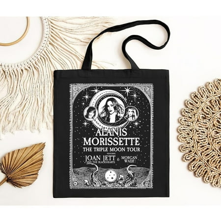 vintage Alanis Morissette The Triple Moon Tour 2024 Tote Bag  Alanis Morissette Fan Gift  Alanis Morissette 2024 Tour Bag  Alanis Morissette Merch  The soft  cool t-Bag  t-Bags absorb sweat.-TH9799