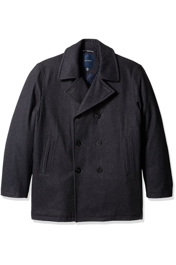 Men's Big & Tall Wool Peacoat, Charcoal, 4X