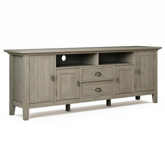 Trent Home Wood 72" Transitional TV Media Stand in Gray For TVs up to 80"
