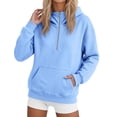 thumbnail image 3 of Half Zipper Women's Hoodie Women Y2k Sweatshirt Hoodies Cute Hoodies Soft Hoodie Women Oversized Long Sleeve Sweater Tops Comfy Hoodies Comfort Sweatshirt，Blue2，L, 3 of 5
