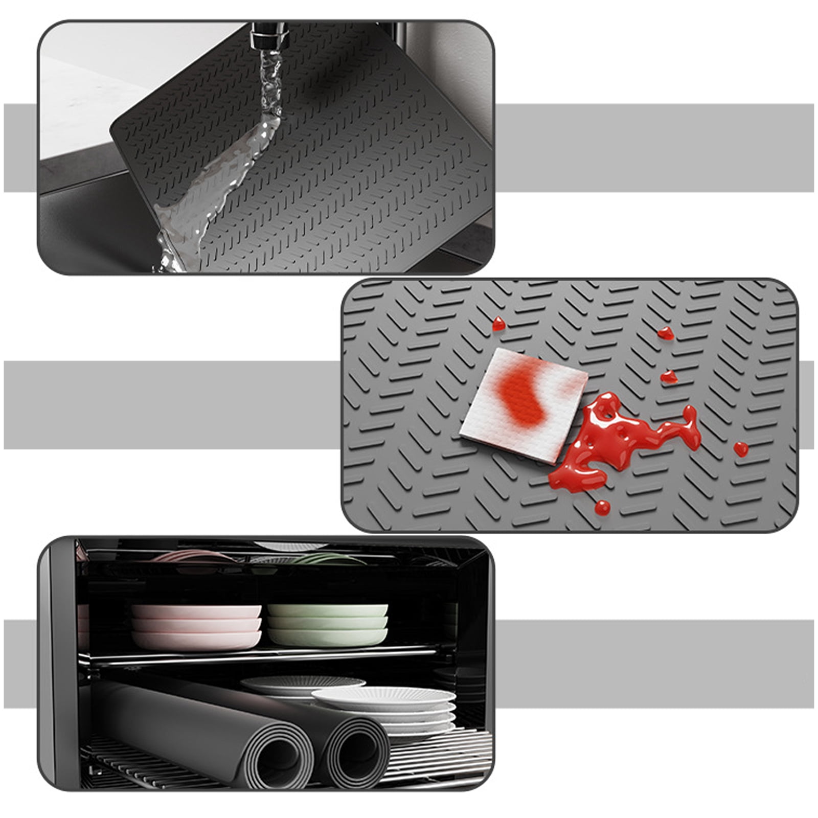 Silicone Mat for Draining Water and Protecting Countertops Electric Stove Protector Scratch Resistant Cooktop Covers