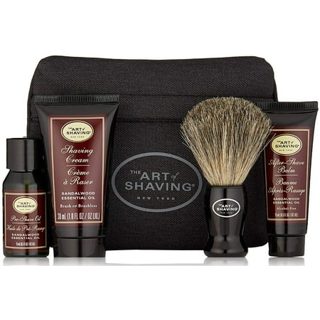 The Art of Shaving Men's Shaving Starter Kit With Bag - Sandalwood Essential