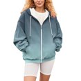 thumbnail image 6 of ManxiVoo Women's Oversized Pocket Zipper Hooded Jacket Long Sleeve Track Style Casual Top S Size Dark Blue, 6 of 7