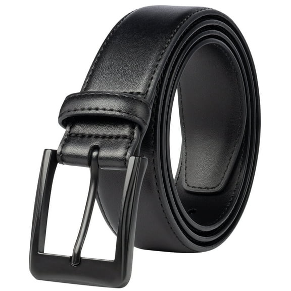 KM Legend Mens Leather Dress Belt for Work Business and Casual(Black, 40)