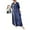 Dark Blue, variant on Women's Loose Casual Button Down Denim Shirt Dress Letter Print Short Sleeve Jean Maxi Dress with Pockets
