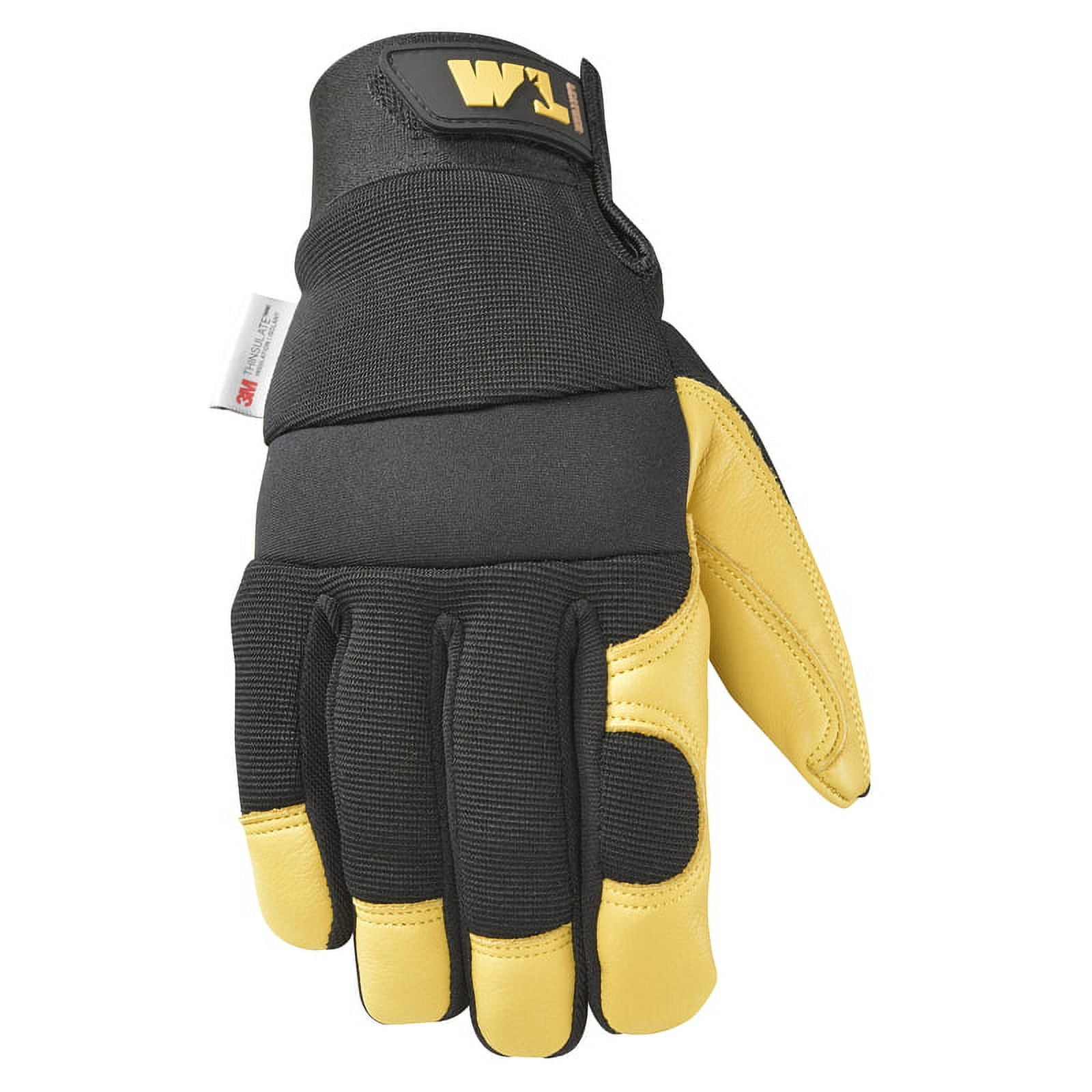 Wells Lamont 3233L Winter Work Gloves Men's Saddletan Grain Black/Yellow L Black/Yellow
