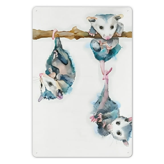 Charming Opossum Metal Sign, 12x8 inch - Perfect for Indoor/Outdoor Decor