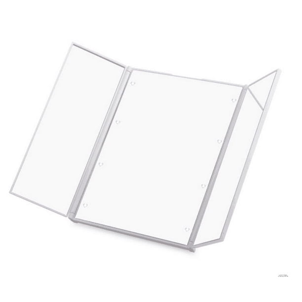 Espejo plegable de tres lados con luz Espejo pequeño de escritorio Espejo de maquillaje pequeño plegable de tres lados con atenuación portátil