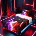 thumbnail image 3 of meiyoeat Neon Lightning Gaming Twin Sheet Sets for Boys Girls, Electric Gamer Bedding, Purple Red, 3-Piece, 1 Flat Sheet, 1 Fitted Sheet and 1 Pillowcase, 3 of 6