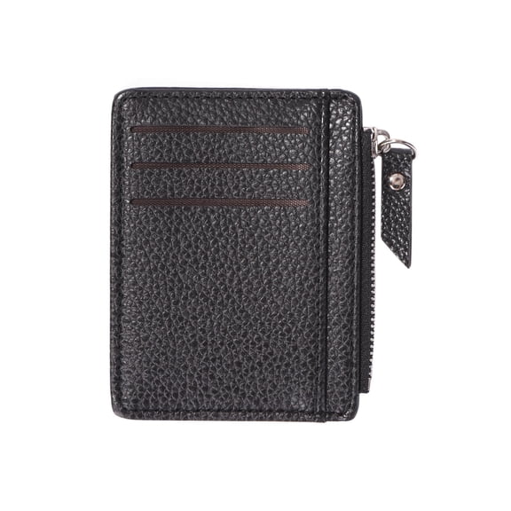 Moontgen Women Retro Leather Purse Zipper Litchi Pattern Men Card Holder (Black)