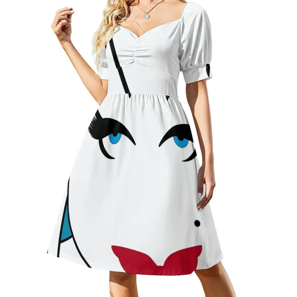 Vestido de manga corta con estampado pop art divino, vestido de noche para mujer, vestidos de fiesta para mujer
