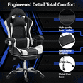 thumbnail image 4 of WENTUM Gaming Chair with Massage Lumbar Support Ergonomic Video Game Chair, Adjustable Headrest & Footrest, White, 4 of 8