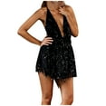 thumbnail image 3 of New Years Eve Dresses For Women Sequin Voile Slim V-Neck Elastic Mini Banquet Wedding Dress, 3 of 7