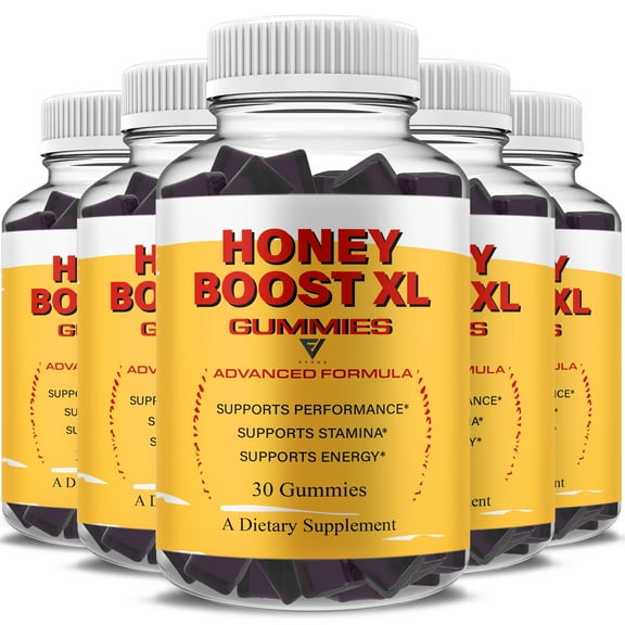 (5 Pack) Honey Boost XL Gummies, Daily Max Performance Shilajit Supplement (150 Gummies)