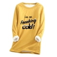 thumbnail image 2 of Wowcloth Womens Fleece-Lined Thermal Shirt with Letter Print and Round Neck, Long Sleeve Thickened Warm Base Layer for Autumn Winter Indoor Outdoor Wear, 2 of 5
