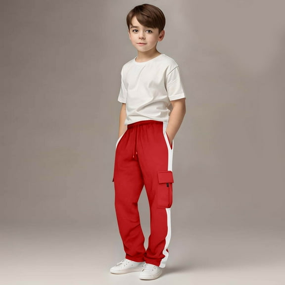 Cowsor Kids Solid Color Sweatpants Casual Elastic Waist Joggers Pants Comfort Loose Fit Athletic Pants Running Trousers