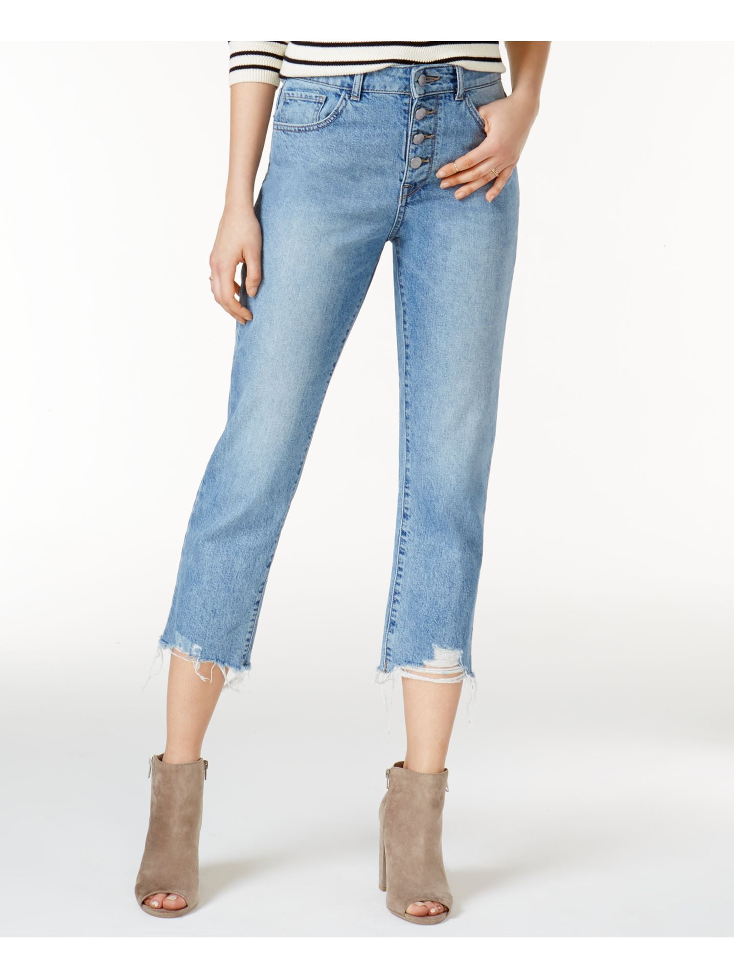 DL1961 DL1961 Womens Blue Frayed Capri High Waist Jeans Size 27