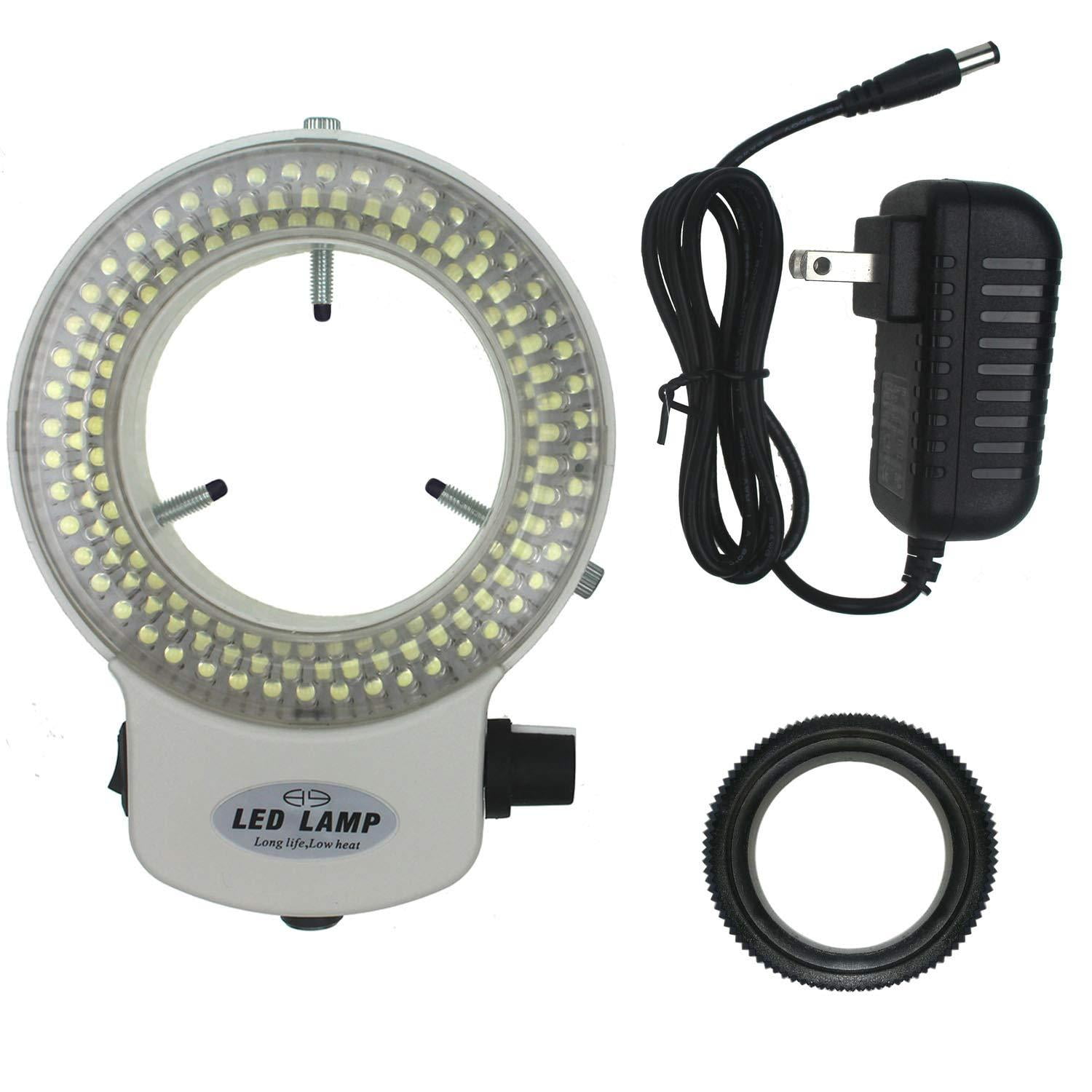 with Power Adapter Adjustable 144 LEDs Ring Light 100V 240V Lamp for Stereo Microscope & Camera Adjustable Brightness LED Ring Light