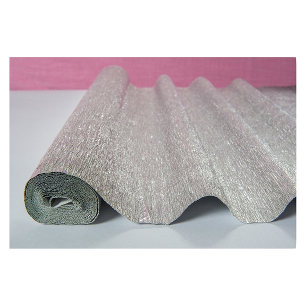 Premium Heavy Italian Crepe Paper Roll (20 Inches x 8 Feet, Platinum
