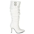 thumbnail image 2 of Women Leatherette Slouchy Pointy toe Calf High Mid Stiletto Heel Riding Boot BE53, 2 of 5