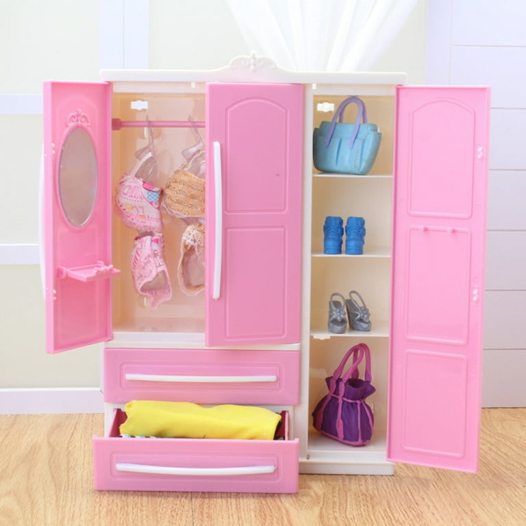 OZS Doll Closet Wardrobe Clothing Organizer for Girl Doll Clothes and  Accessories Storage
