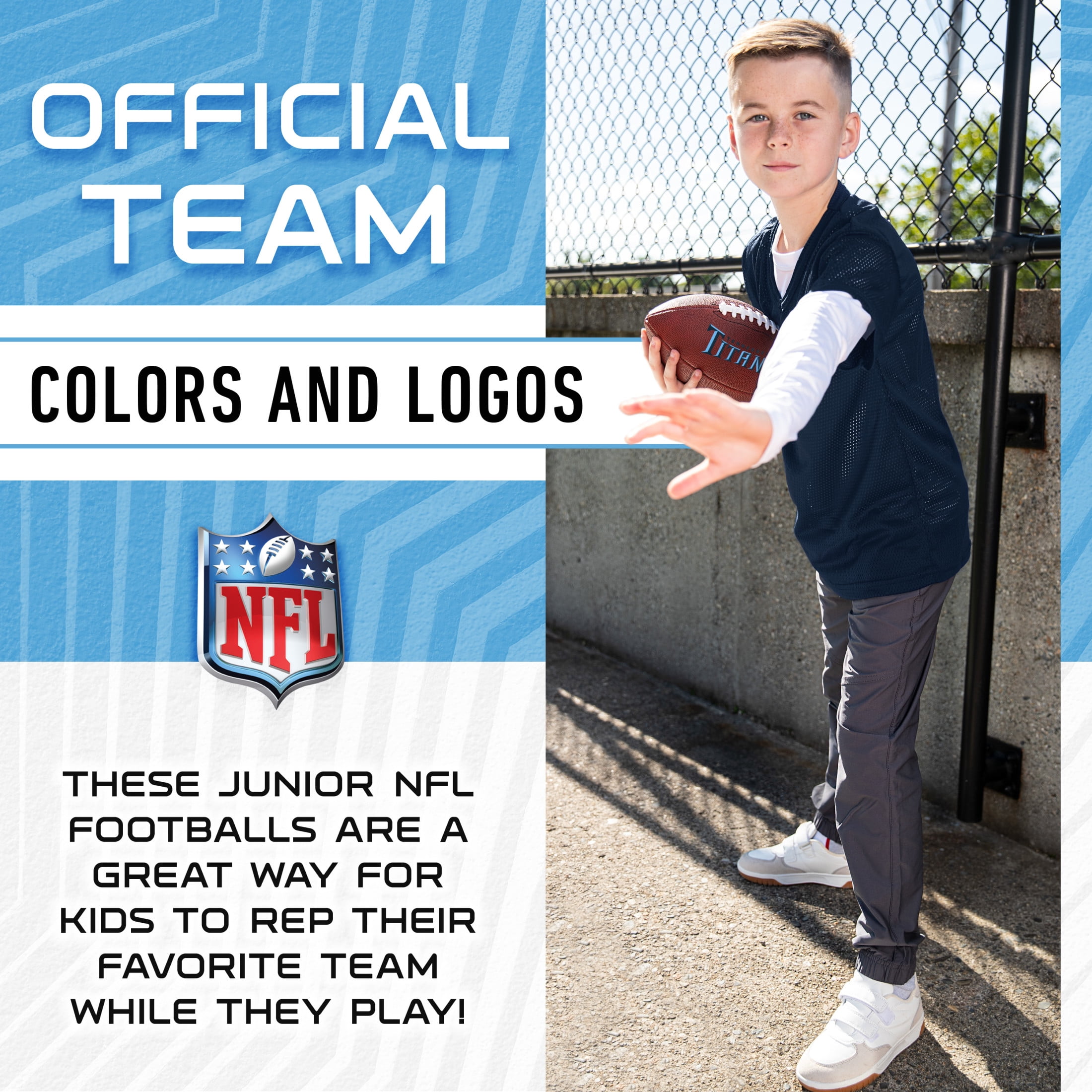 Franklin Sports NFL Tennessee Titans Football - Youth Junior Size Football for Kids - Official NFL Team Logo + Colors Youth Football - Kids NFL Fan Shop Football