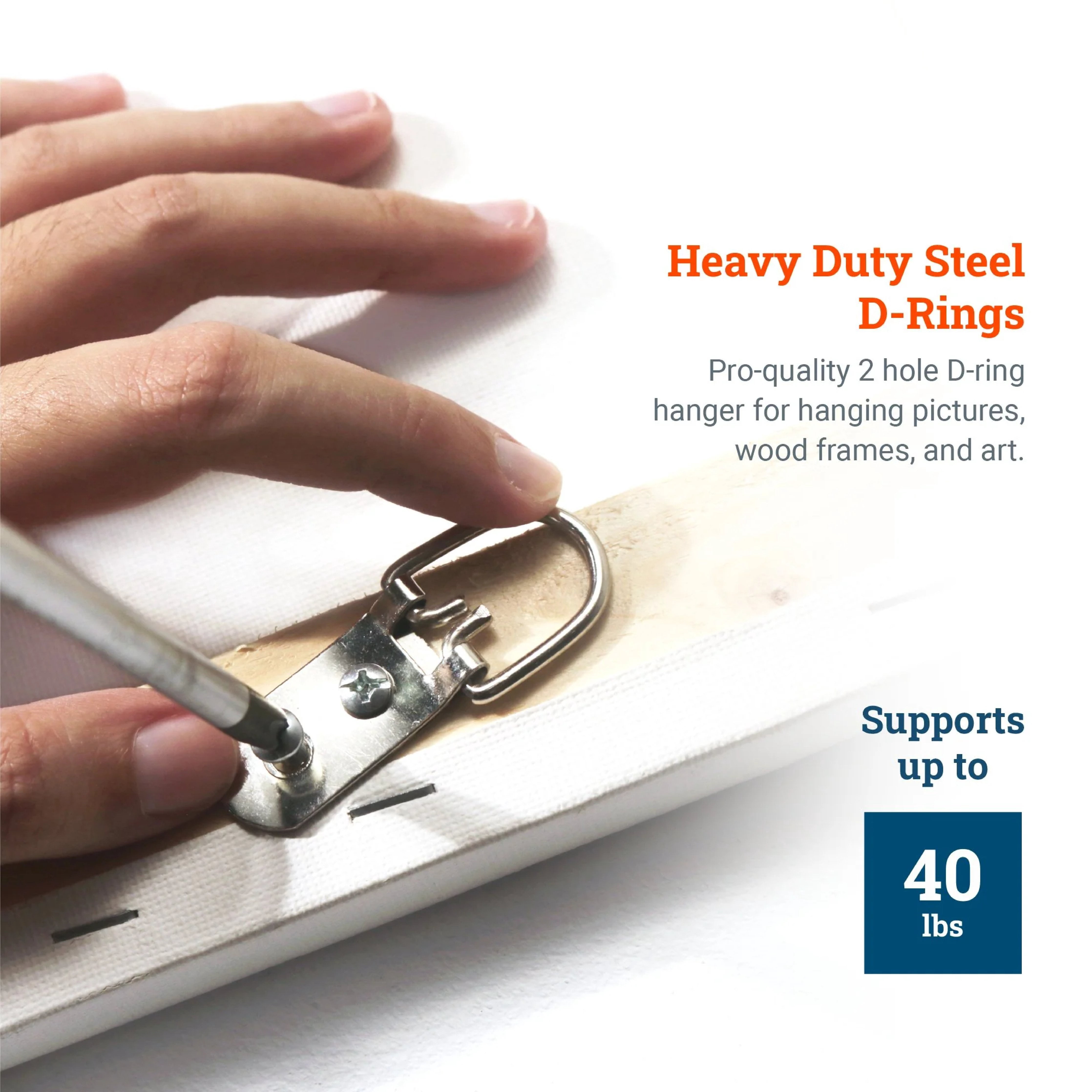 Picture Hang Solutions 2-Hole D-ring Picture Hangers for Frames 40-lb Capacity 100 Pieces per Pack