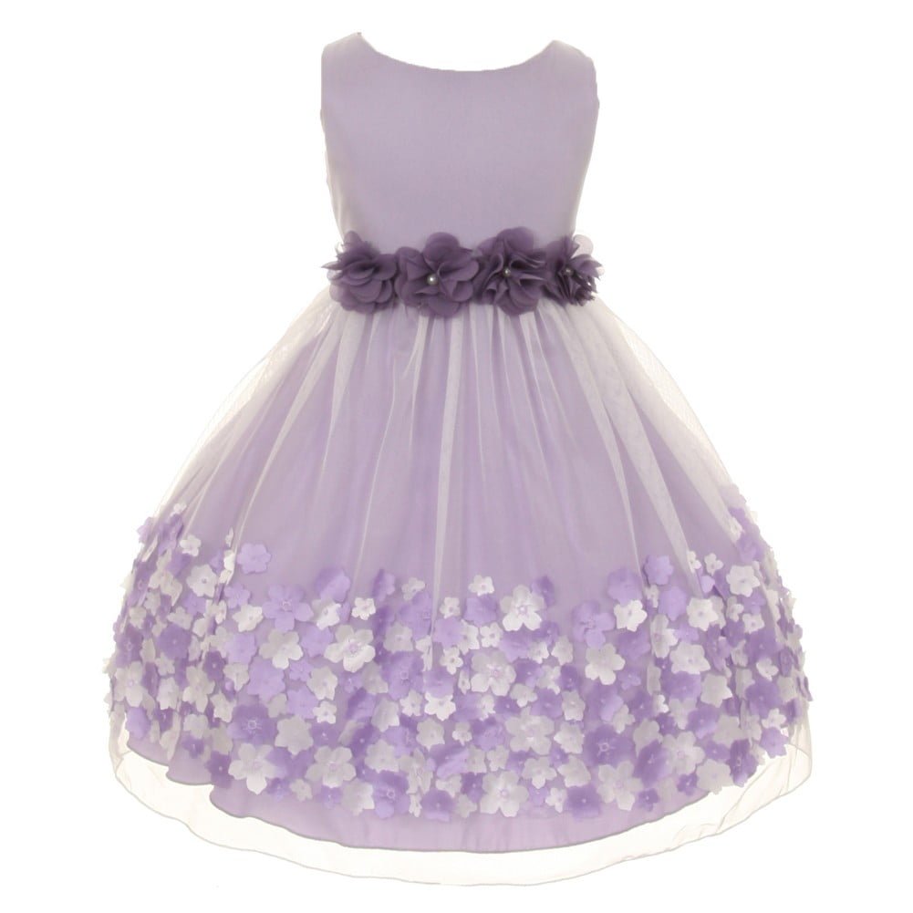 Kids Dream Little Girls Lavender Taffeta Flowers Sleeveless Easter