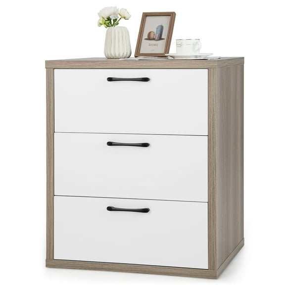 Costway 3 Drawer Dresser Chest of Drawer Storage Cabinet with Wide Storage Space Organizer